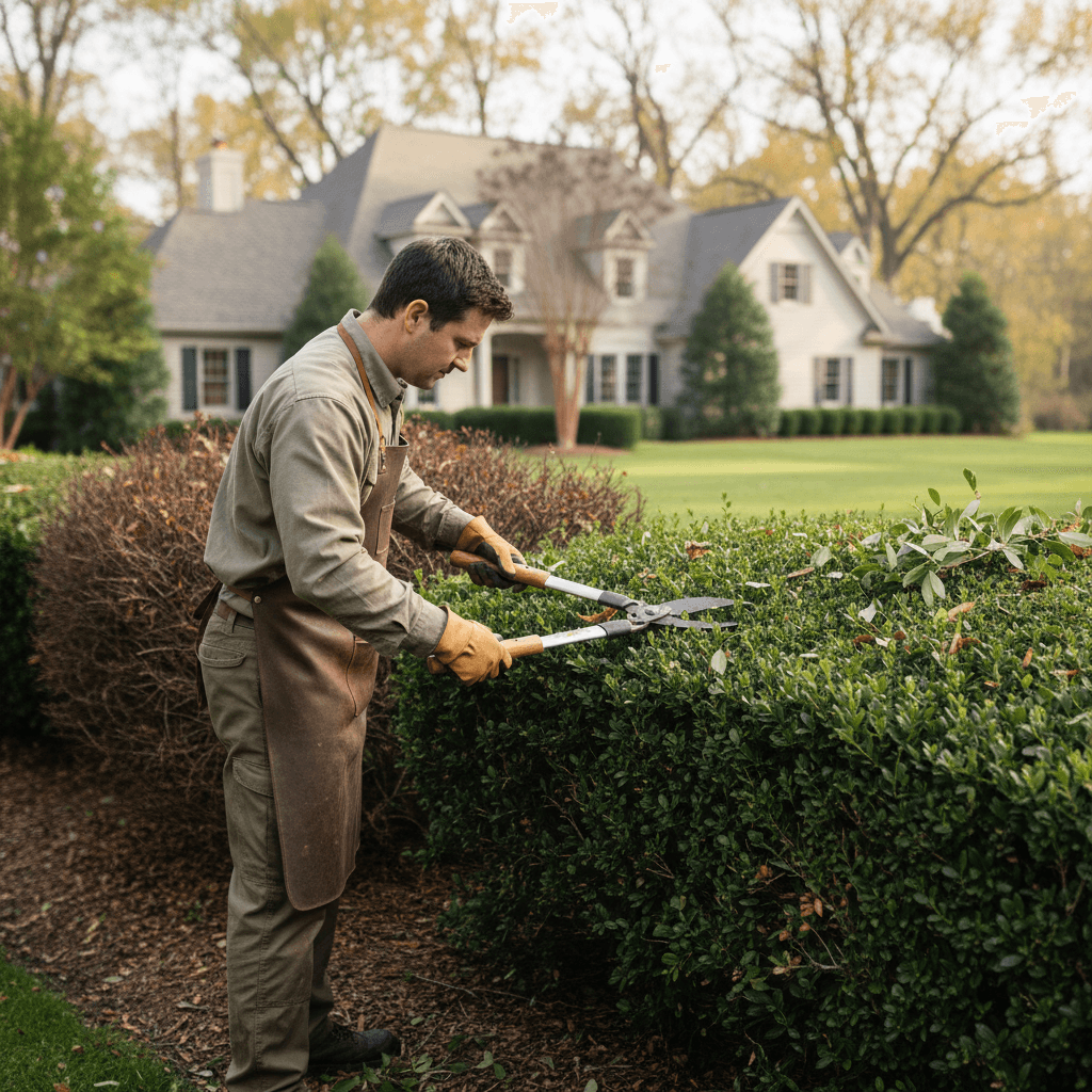 Hedge trimming and shrub maintenance