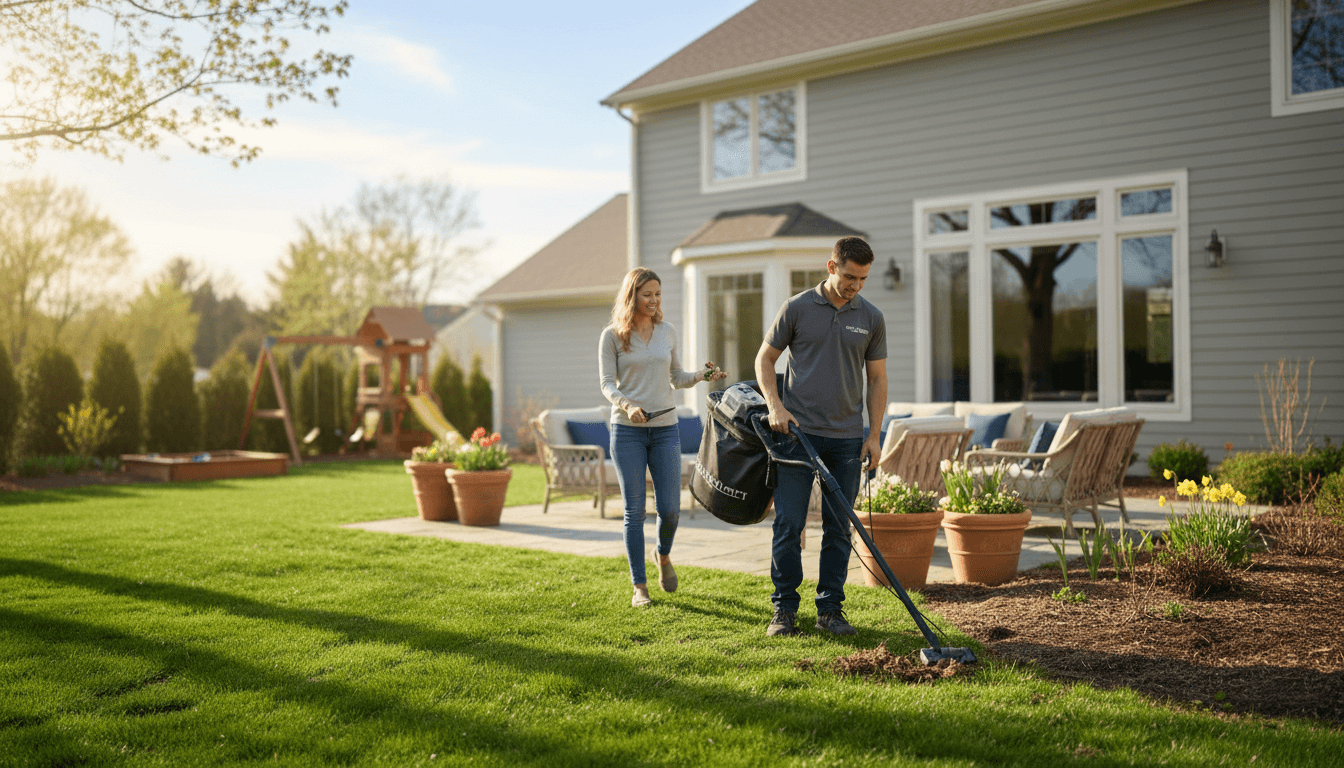 Clean, healthy yard after professional dog waste removal service