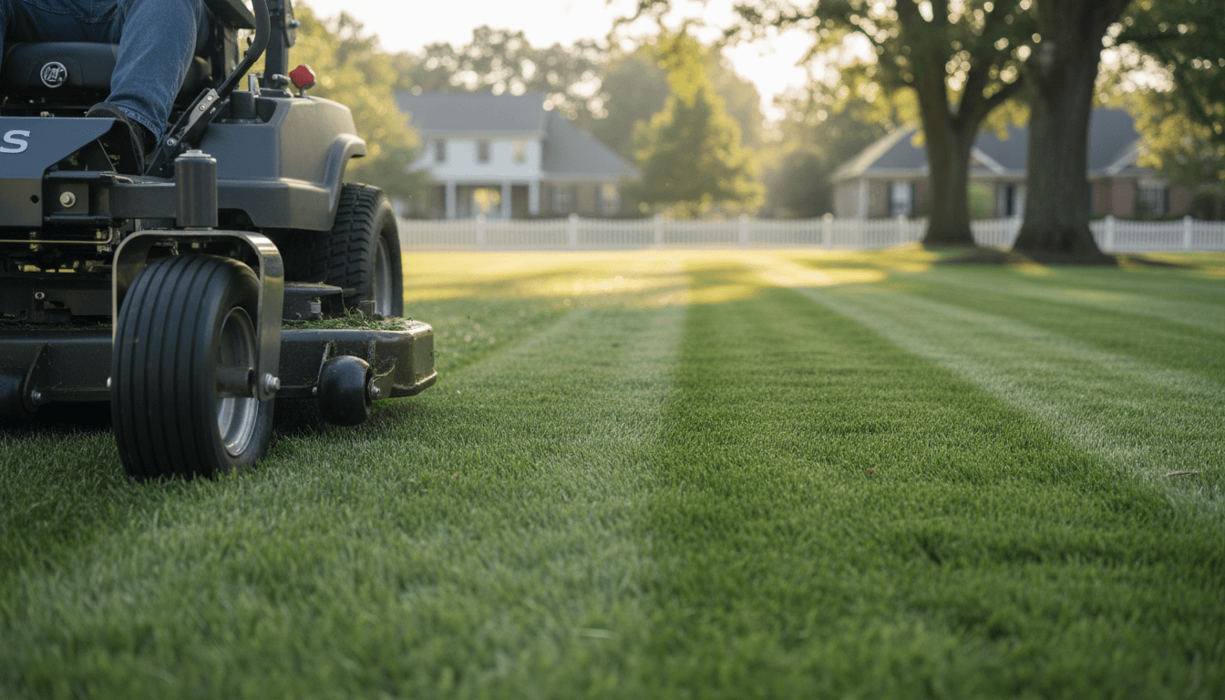 Shane's Lawn & Dog Waste Removal performing lawn mowing service in Princeton