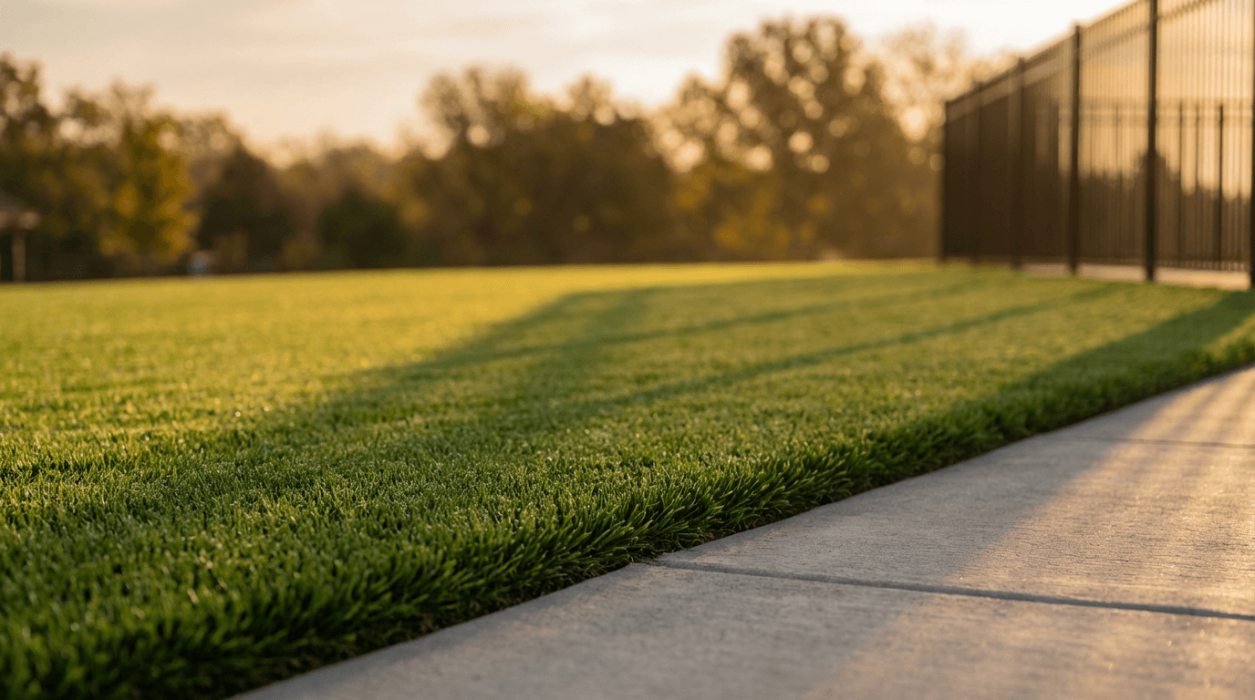 Shane Broe standing with lawn mower in a well-maintained Princeton residential yard